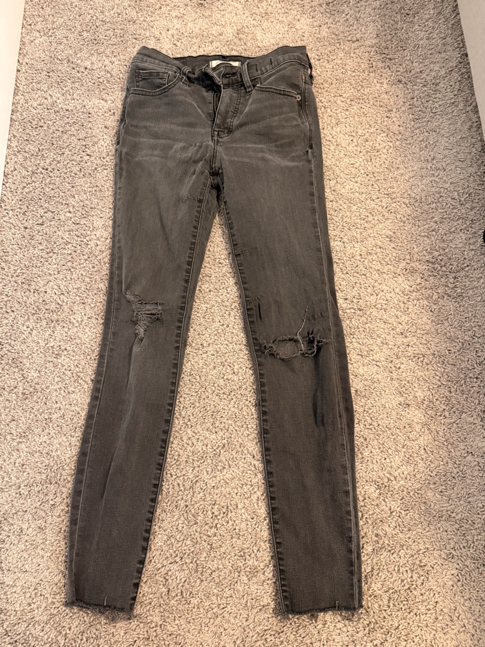 Madewell Black Distressed Skinny Jeans
